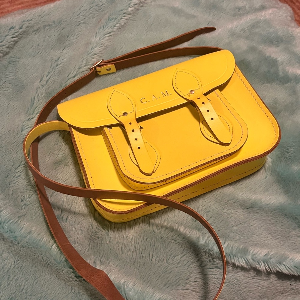 Yellow Leather Satchel Bag